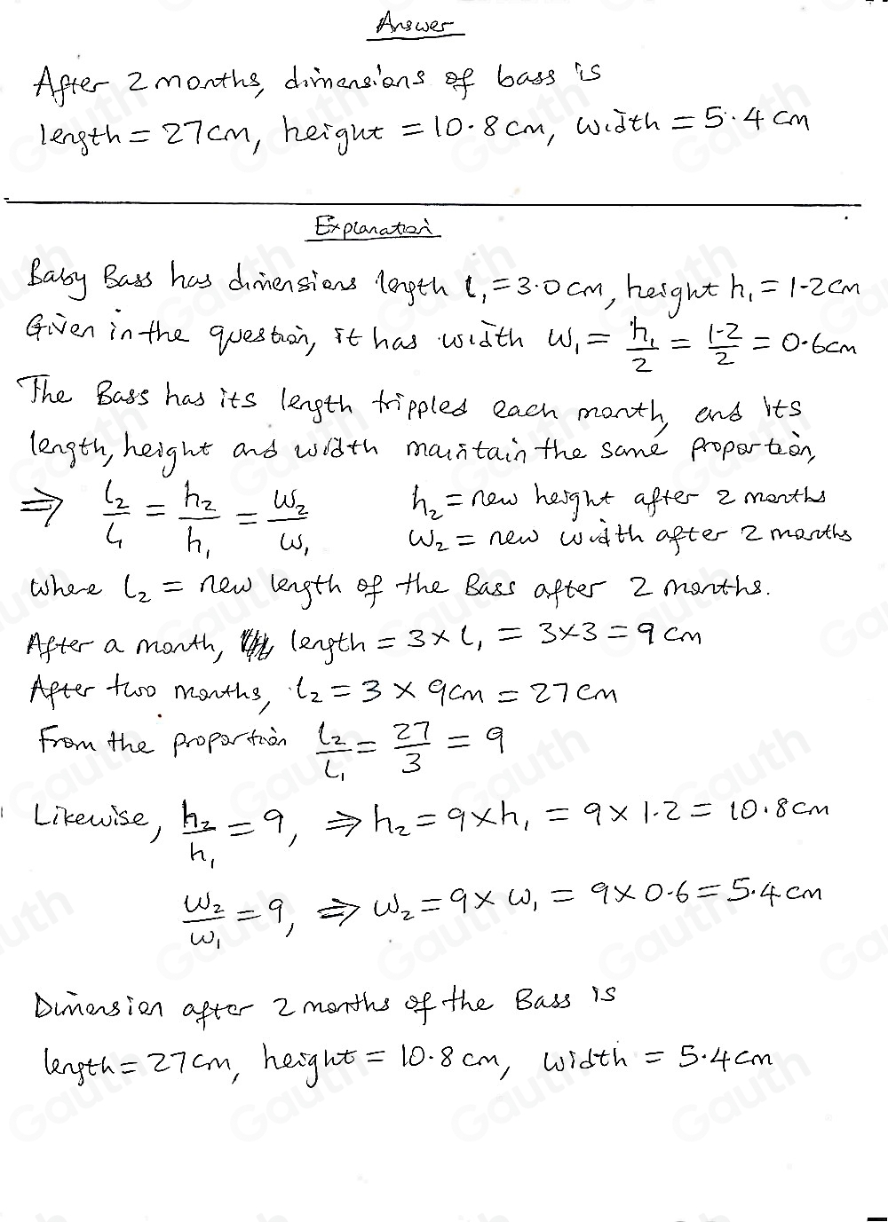 Solved: Task 4 - Application: A type of bass grows so that it retains ...