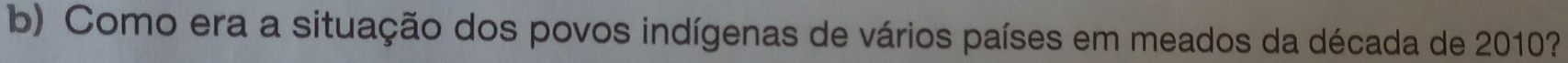 Como era a situação dos povos indígenas de vários países em meados da década de 2010?