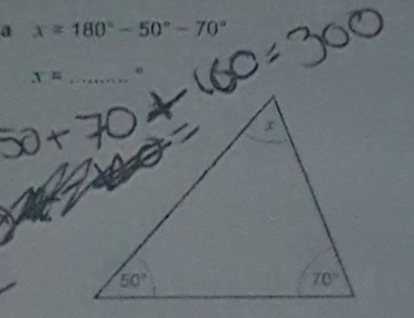 a x=180°-50°-70°
x= _e