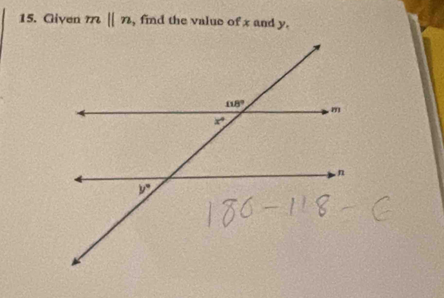 Given m||n , find the value of x and y.