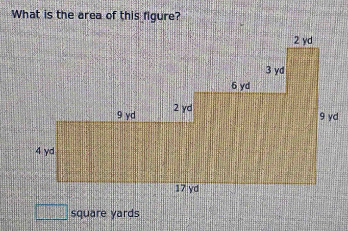 What is the area of this figure?
x=frac □  square yards