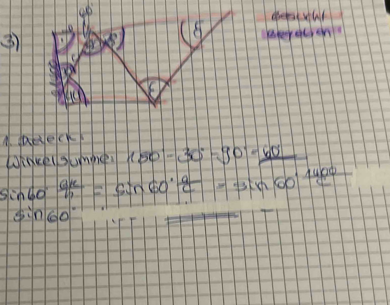 deep wht 
10 
a aeequen 
13 
F 
A. daceck 
Wineelsumie 150°-30°-90°-60°
sin 60° ax/h =sin 60° a/c =sin 60° 1400/c 
sin 60°