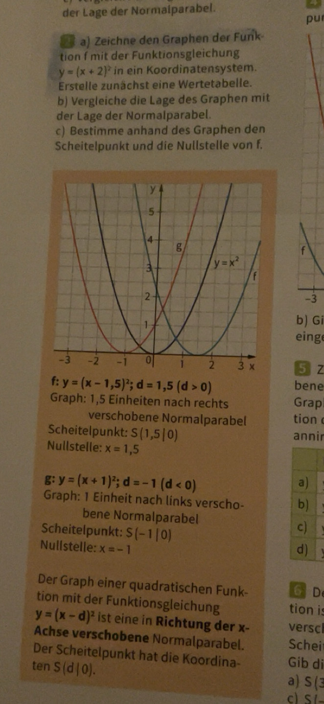 Gelöst:der Lage der Normaiparabel. pu a) Zeichne den Graphen der F tion ...