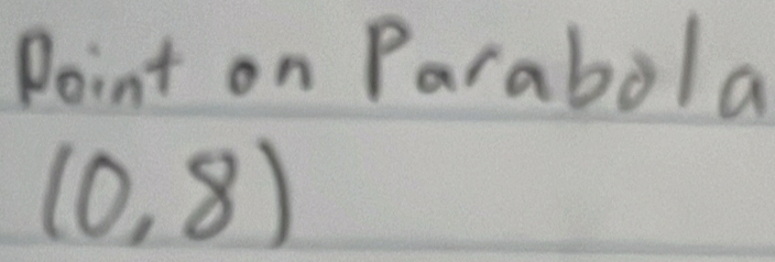 Point on Parabola
(0,8)