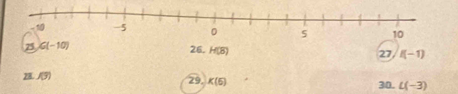 25 G(-10) 26. H(8) 27 f(-1)
28. J(3) 29, K(6) L(-3)
30.