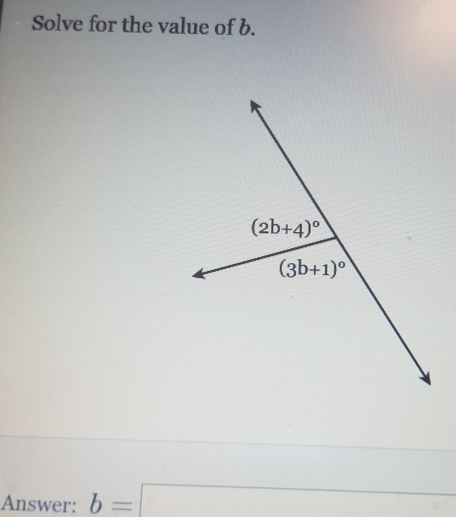 Solve for the value of b.
Answer: b=□ □ 