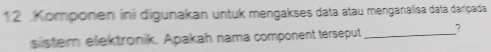 Komponen ini digunakan untuk mengakses data atau menganalisa data daripada 
sistem ellektronik. Apakah nama component terseput_ 
？