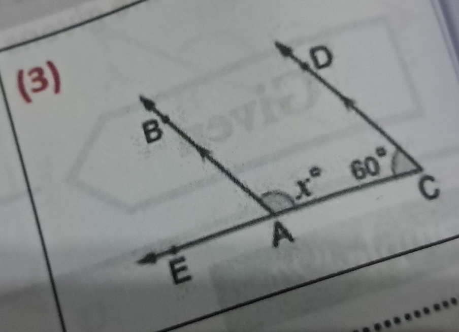 (3)
D
B
x° 60° C
A
E