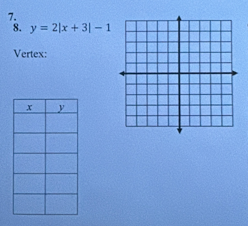 y=2|x+3|-1
Vertex: