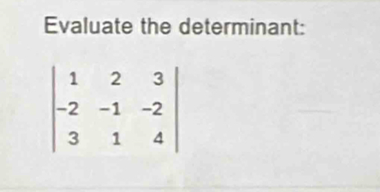 Evaluate the determinant: