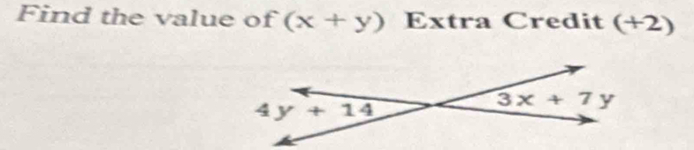 Find the value of (x+y) Extra Credit (+2)