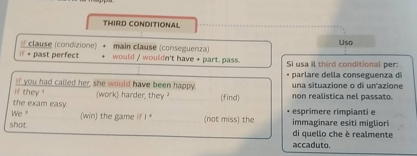 Risolto:THIRD CONDITIONAL Uso If clause (condizione) + main clause ...