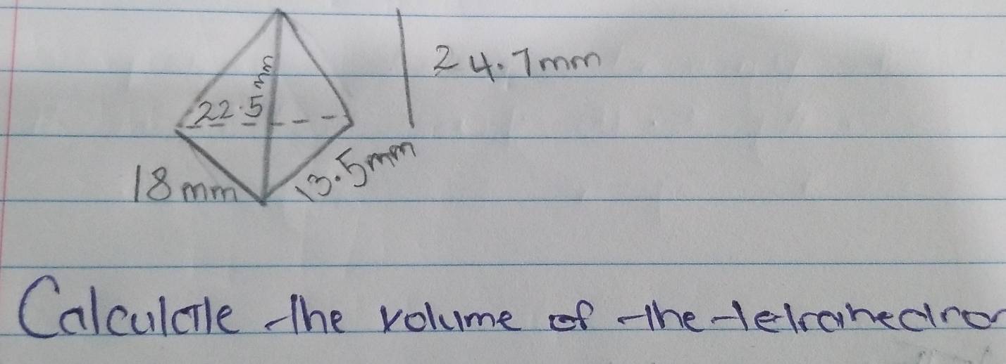 Tmm 
Calculale The volume of the elranectre