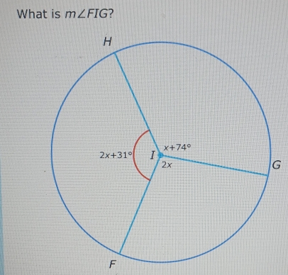 What is m∠ FIG ?
G
F