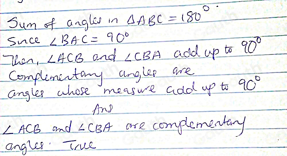 Solved: Refer to the figure to answer true or false. ∠ ACB and ∠ CBA ...