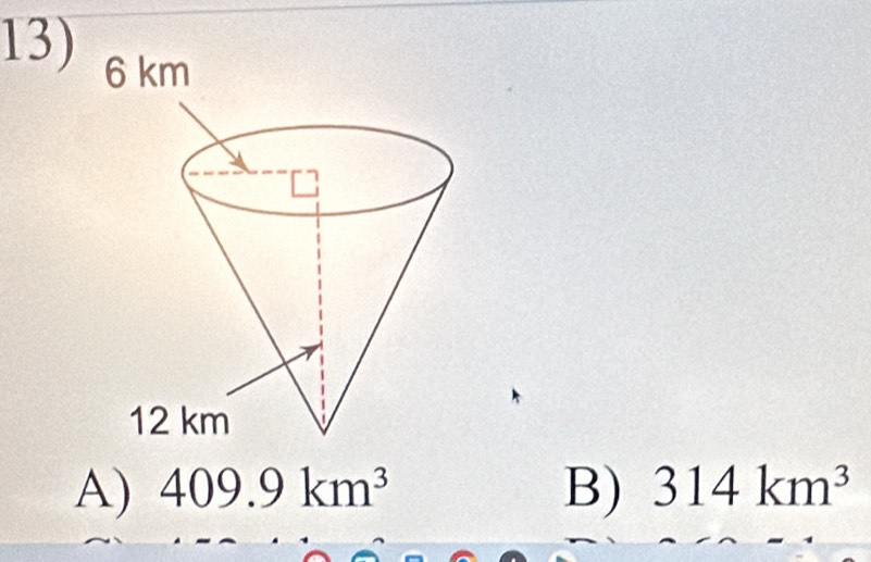 A) 409.9km^3 B) 314km^3