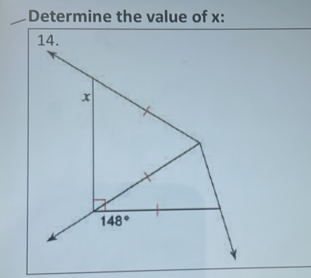 Determine the value of x: