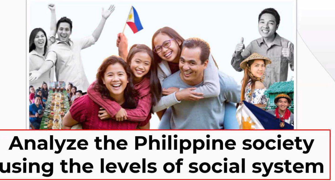 Analyze the Philippine society 
using the levels of social system