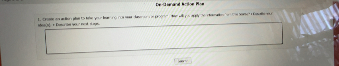 Solved: On-Demand Action Plan 1. Create an action plan to take your ...