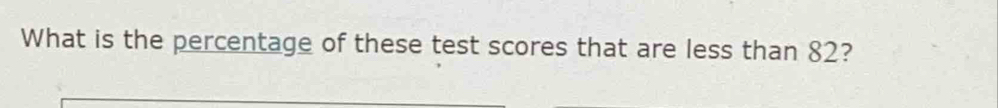 What is the percentage of these test scores that are less than 82?