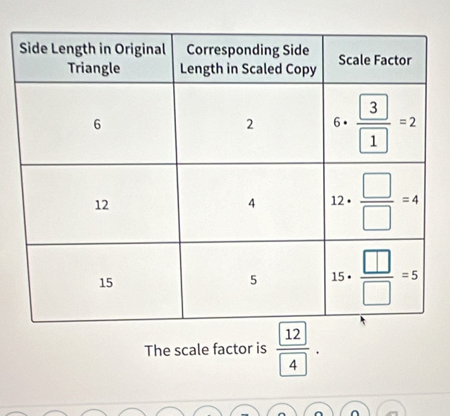 The scale factor is frac  12 4.