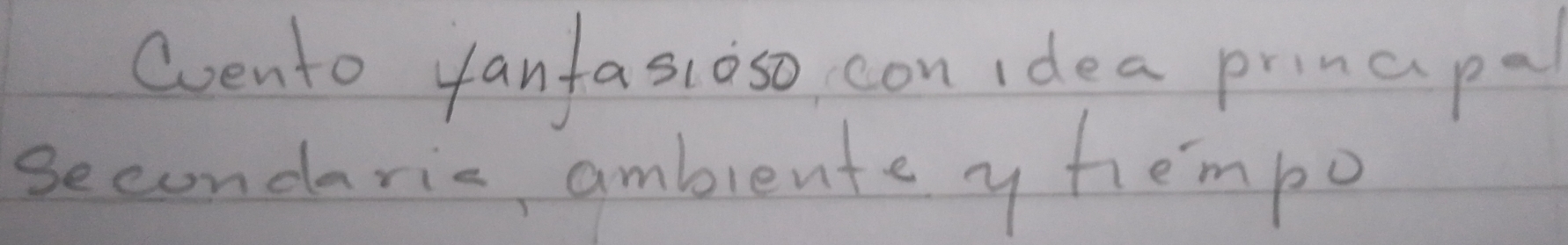 Coento fanfasioso con idea prinapal 
secondaric amblente y hempo