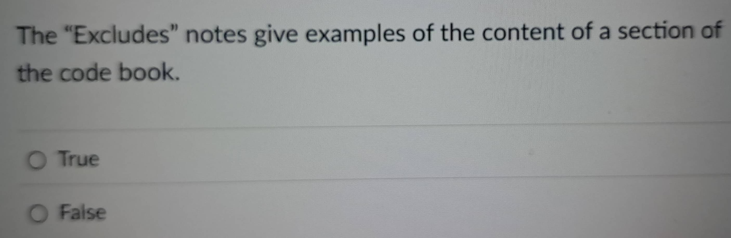 Solved: The “Excludes” notes give examples of the content of a section ...