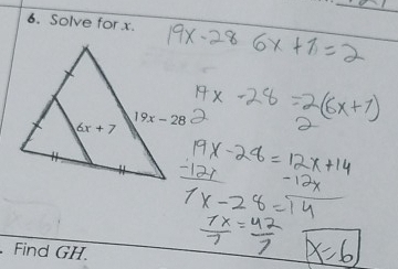 Solve for x.
Find GH.