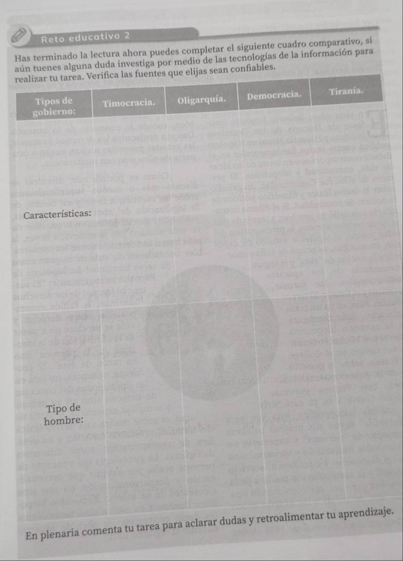 Reto educativo 2 
Has terminado la lectura ahora puedes completar el siguiente cuadro comparativo, si 
aúpor medio de las tecnologías de la información para 
rea 
En plenzaje.