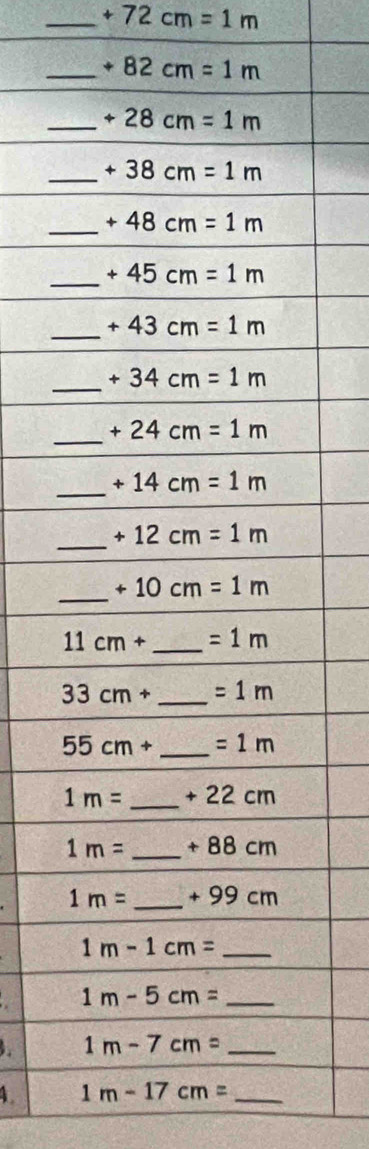 +72cm=1m. 
4.