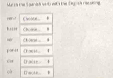 Match the Spanish verb with the English meaning