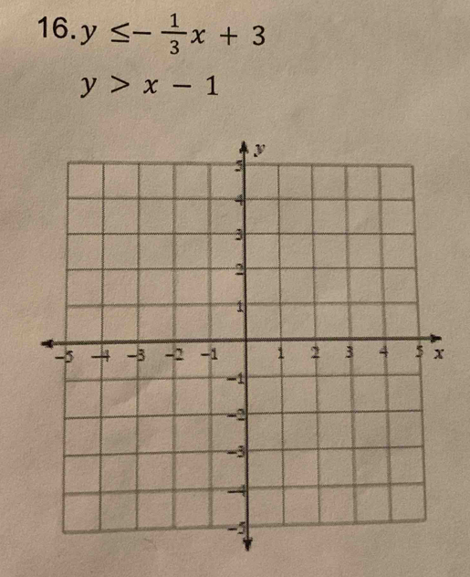 y≤ - 1/3 x+3
y>x-1