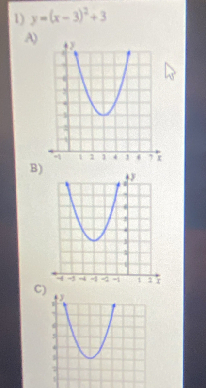 y=(x-3)^2+3
A) 
B) 
C