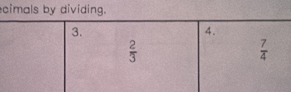 ecimals by dividing.