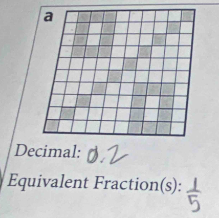 a 
Decimal: 
Equivalent Fraction(s):