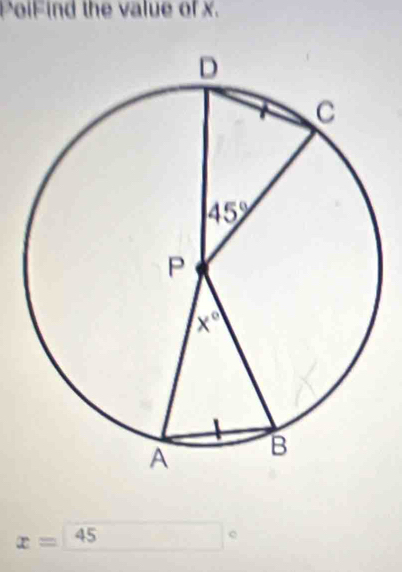 PoiFind the value of x.
a
x= Y □° □ 