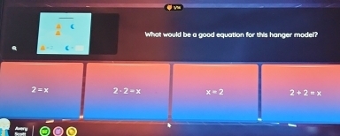 a (
What would be a good equation for this hanger model?
△ -2
2=x 2· 2-x x=2 2+2=x