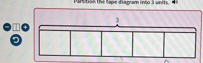 Partition the tape diagram into 3 units. 
1 +