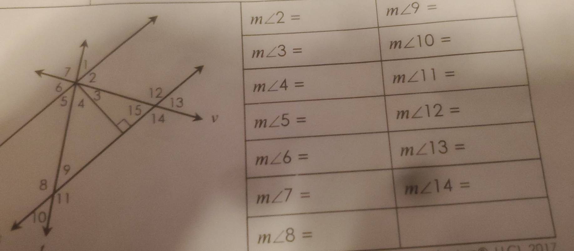 m∠ 9=