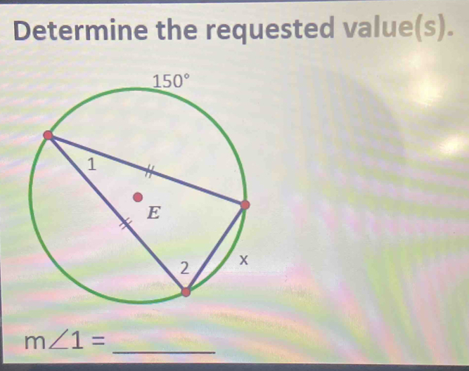 Determine the requested value(s).
_
m∠ 1=