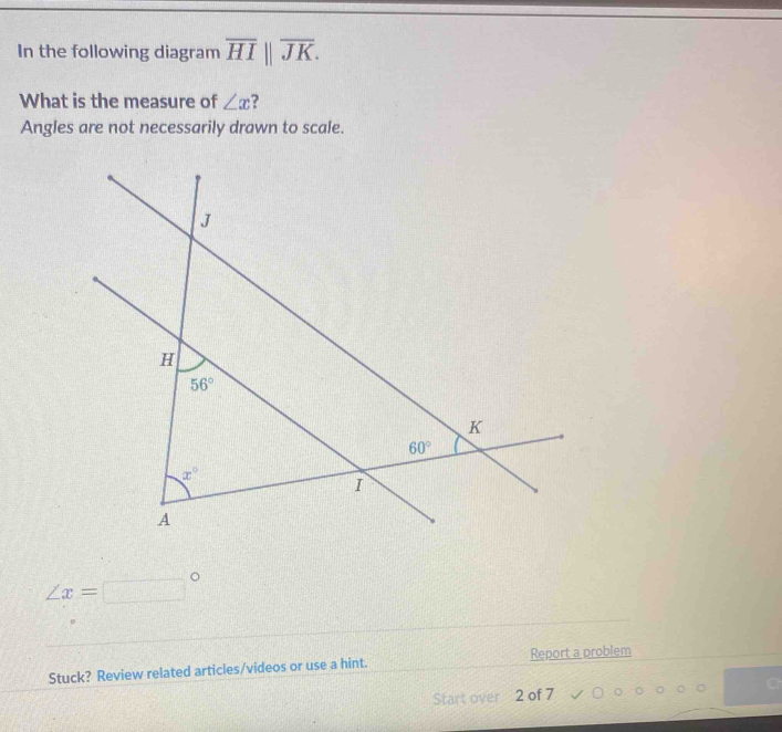 Solved: In the following diagram overline HIparallel overline JK. What ...