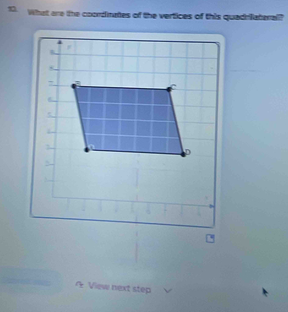 What are the coordmates of the vertices of this quadrilateral? 
View next step