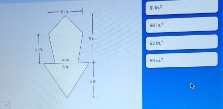 61 in.^2
58in.^2
63in^2
53in^2
×