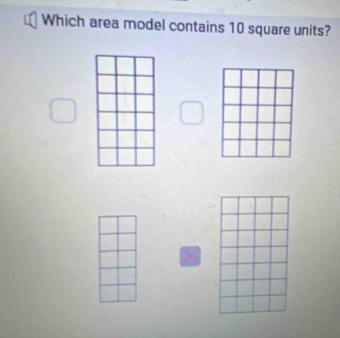 Which area model contains 10 square units?