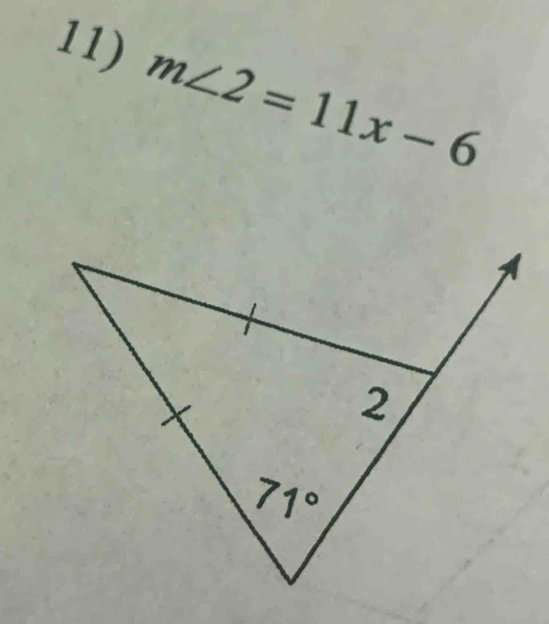 m∠ 2=11x-6