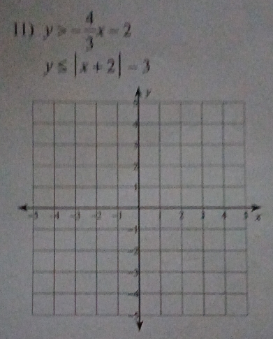 y>- 4/3 x-2
y≤ |x+2|-3