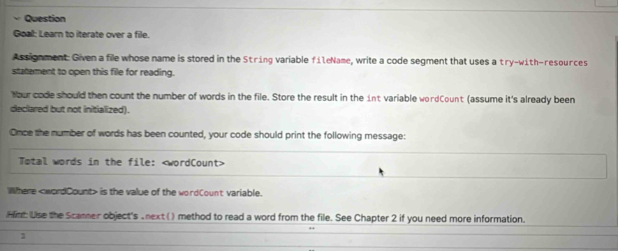 Solved: Question Goal: Learn to iterate over a file. Assignment: Given ...