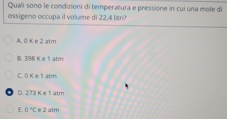 Solved: Quali sono le condizioni di temperatura e pressione in cui una ...