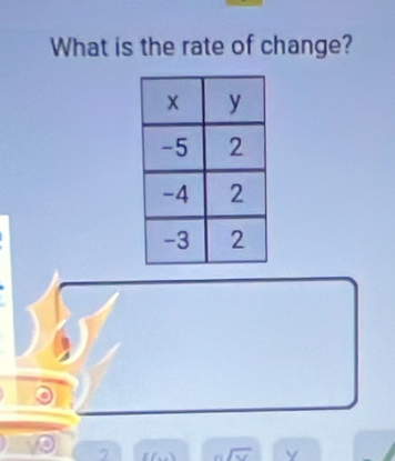 What is the rate of change?
7 fF, -3 Y