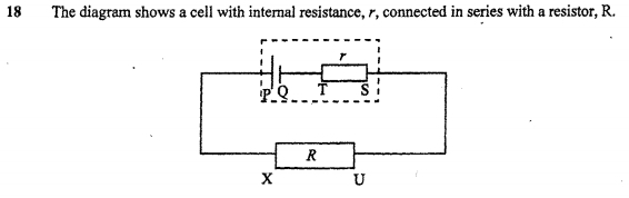 Solved: The diagram shows a cell with internal resistance, , connected ...